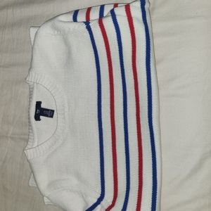 Gap White with blue and red striped sweater